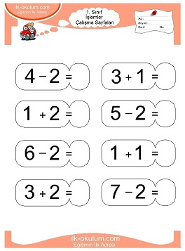 Çocuklar İçin toplam işlemi yaprak testleri 